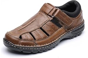 MGGMOKAY Męskie skórzane sandały z zamkniętymi palcami