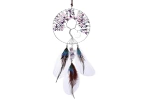 JOVIVI Dream Catcher Tree of Life Wall Hanging Decoration Purple Pink Blue Dreamcatcher Wall Art Crystals Hanging Ornament Bedroom Decor Dream Catchers For Girls Crystal Gifts For Women Birthday