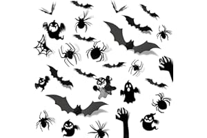 ALEGRE Duchy, pająki, nietoperz, dekoracyjne naklejki na Halloween, 30 szt., dekoracja na Halloween, straszny zestaw, nietoperz, naklejki dekoracyjne z motywem pająka, naklejka dekoracyjna + naklejka