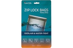 Noaks Original Bags | 100% wodoszczelne worki – worki próżniowe | hermetyczne i bezzapachowe worki | 5 worków z zamkiem błyskawicznym, rozmiar M – przezroczysty