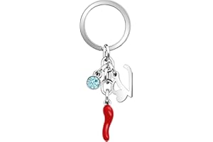 Aosyoisk Portachiavi Nome lettera iniziale. Personalizzato Corno di pecora rosso Amulet ciondolo Portachiavi regalo Per Festa della mamma,Compleanno,San Valentino,Anniversario