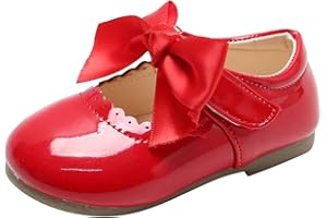 HAOLEI Bailarinas Niña Zapato Planas Comodo Zapatos de Baile para Niños Elegante Mary Jane Shoes con Moños de Satén Fondo Suave Antideslizantes Versátil Merceditas de Cuero Cuatro Estaciones