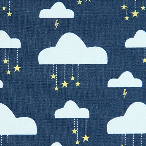 Michael Miller Tela Azul Oscuro con Nube Dorado metálico Swinging on a Star