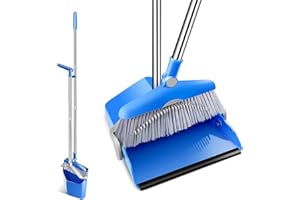MASTERTOP Ensemble Balai et Pelle à Poussière avec Manche Long 132cm et Balayette Rotative 180° et Pelle Vertical pour Maison, Cuisine