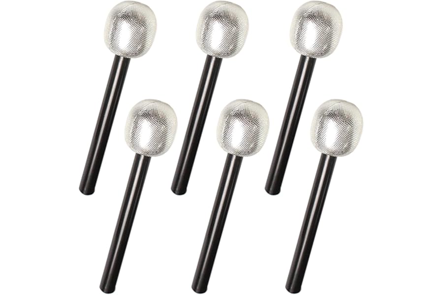 AOVNA 6 Pieces Halloween Microphone Toy Sliver Fake Microphone Party Props Pretend Microphone Toy Glitter Decorative Microphone
