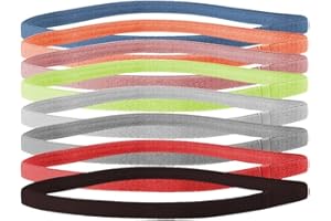 Fezf 8 Piezas Diadema Deportiva elástica, Diadema Deportiva elástica Antideslizante, Diadema Fina Antideslizante para Mujeres y Hombres, Apta para Correr, Entrenar fútbol, Yoga, etc.