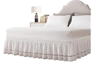 Stronrive Bettrock umwickeln, 15 Zoll Drop Wrap Around Rüschen Bettrock mit verstellbarem elastischem Gürtel, Einfach anzuziehen, Bettrahmenbezug, maschinenwaschbar