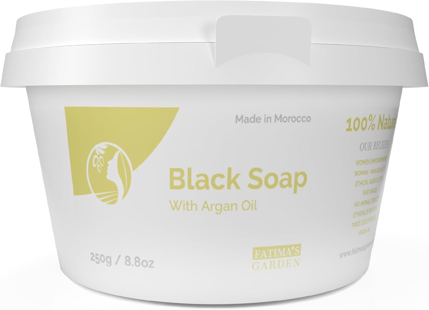 Fatima's Garden Jabón Negro con Aceite de Argán - Limpiador Exfoliante, 250g