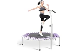 Gielmiy Fitness Trampoline, 48' Silent Mini Trampoline Bungee Rebounder Jumping Cardio Trainer Training for Adults - Carga máxima 150 kg