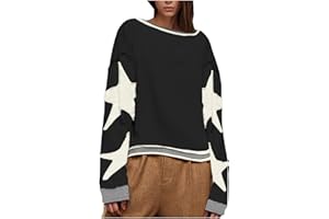 ZEIAYUAS Free People Women's Oversized Sweatshirt Long Sleeve Lightweight Pullover Tops Star Print Drop Shoulder Sweatshirts Y2k Tops Loose Fit Casual Blouses Pullovers Solid Baggy Tops Spring Fall Blouse