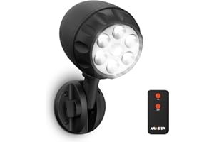 ‎ASOFTY ASOFTY LED Motion Sensor Outdoor Battery, 6 LED 1000LM Spotlight, Wireless Battery Operated with RF Remote Control, IP65 Waterproof Security Spot Lamps Garden Garage Indoor Outdoor
