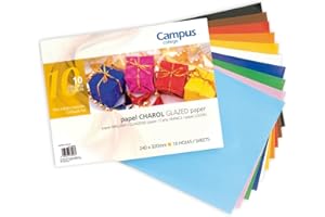 CAMPUS UNIVERSITY Campus College - 10 Hojas Papel Charol de Colores, Papel Manualidades, 180 g/m² para Manualidades DIY Scrapbook Tarjetas, Envoltorio de Regalo, Tarjetas, Diseños, 10 colores