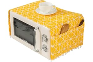 Tuzsocr Microwave Dust Proof Cover,Universal Dustproof Cover,Microwave Oven Accessory Protective Cover,Dust-Proof Covers Hood Home Decor,Kitchen Appliance Cover with Side Storage Pockets (yellow1)
