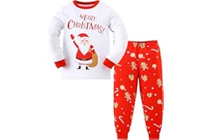 Pilipulu Pigiama Natale Bambino Pigiama Natale Bambina Bambine Maniche Lunghe Cotone Due Pezzi 2-12 Anni