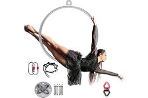 UIHECTA Kit Complet D'Arceau AéRien Lyra, éQuipement D'Anneaux AéRiens, Ensemble De Cerceaux AéRiens Lyra Hoop, Cerceau en Acier Inoxydable à Point Unique, pour Fitness AéRien