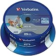 VERBATIM BD-R SL Datalife Blu-ray Rohlinge 25 GB I Blu-ray-Disc mit 6-facher Schreibgeschwindigkeit I 25er-Pack Spindel I großflächig bedruckbar I Blu-ray-Disks für Video- und Audiodateien
