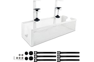 VELLUSTRA Organisateur de Cable Management Panier Plateau de Gestion de Câble sous Le Bureau, Range Cable Management Bureau sans Perçage Boite de Gestion des Câbles, Idéal pour le Home et les Espaces