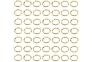 Wanfoou 40 mosquetones redondos, llaveros dorados, 20 mm, mosquetón para manualidades