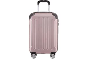 BEIBYE- Hartschalenkoffer Koffer Trolley Rollkoffer Reisekoffer Zahlenschloß 4 Zwilings-Rollen (Rosa-Gold, Small-55cm)