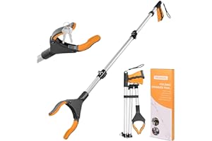 YAUNGEL 108cm Greifzange für Senioren, Folding Greifer mit Magnet-Greifarm, 360° Drehbar Müllzange Greifzange, Langer Müllgreifer, Greifhilfe für Menschen mit Behinderung (Orange)
