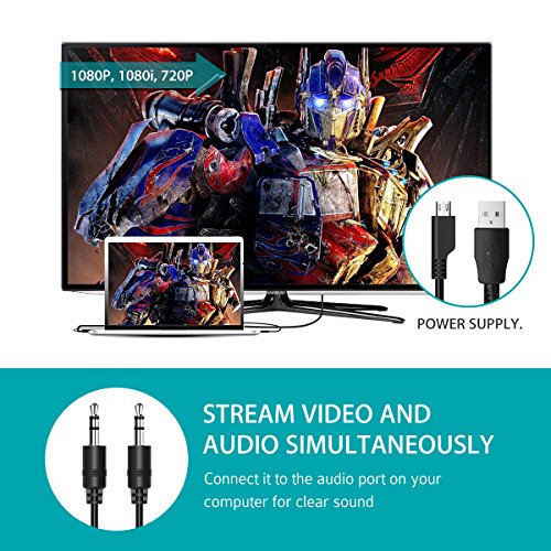 VGA auf HDMI Konverter, Cablor 1080P Full HD VGA zu HDMI Adapter mit Audio Übertragung und USB Kabel für Stromversorgung unterstützt für Computer, Projektor, Laptop, DVD-Player, DVD-Rekorder, Set-Top-Box, Spieler und so weiter VGA Signal Ressourceneingangs - 5