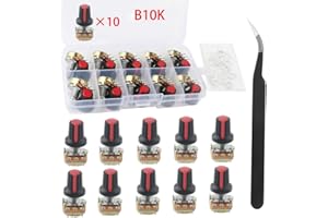RUNCCI-YUN Potentiometer 10K 3 Terminal Drehpotentiometer mit Kappenmuttern und Unterlegscheibe (B10K-10PCS)