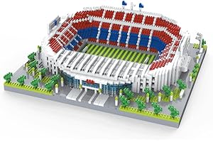 ATOMIC BUILDING Modello di Architettura da Assemblare con Blocchi in Miniatura. Stadio di Calcio a Barcellona, Spagna.