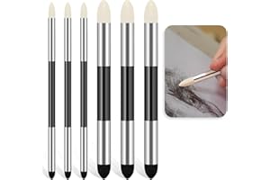 SALBSEVER 6 Stück Künstler Mischschwamm Stift Dual Tip Zeichnen Kunst Öl Weiche Pastell Pinsel Mischwerkzeuge Wiederverwendbar Waschbar Skizze Reibeschwamm für Künstler Professionelle Skizze Zeichnen Mischen