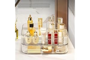 Bingobang Makeup Organiser Storage Drawers, Stackable Skincare Cosmetic Organizer Acrylic Large, Tidy for Lipstick, Nail Care, Perfume, Jewelery, Brush, Vanity, Dresser, Bedroom, Bathroom, White