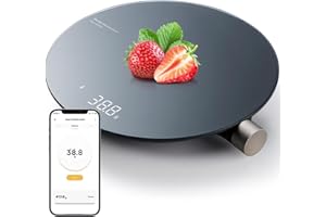 HOTO Balance de Cuisine Numérique Intelligente, Balance de Cuisine Électronique, Max 3000g, Precision 0.1g, Connexion à l'App, Conversion de 4 Unités (g/ml/oz/lb/oz),pour Alimentaire Multifonctionnel