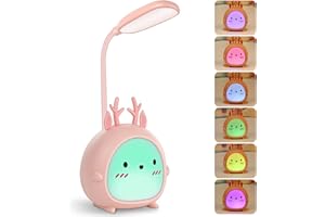 Ansteker Portable LED Desk Lamp with Night Light, Foldable Reading Light, Cute Table Lamp for Bedroom, Best Birthday, Christmas, New Year Gift to Kids Boys or Girls (Pink Deer)