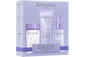 Kérastase, Blond Absolu, rutina de cuidado con champú, acondicionador y spray protector de calor, para cabello rubio y rubio, Bain Lumière 80 ml, Fondant Cicaflash 75 ml y sérum Cicaplasme de 45 ml
