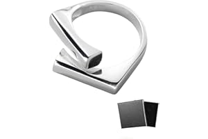 JUKOTA 1 pieza Anillo de Plata, Anillo Cuadrado Redondo Geométrico Cuadrado Geométrico de Personalidad Femenina, Anillo de Dedo Índice de Anillo Abiertoanillo de plata, Apertura regulable