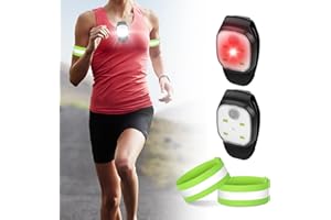 ‎DELAMIYA Delamiya 2 Stücke LED Clip Lampe +Reflective Armbänder, 4 Beleuchtungsmodi Lauflicht, USB Wiederaufladbar LED Stirnlampe, Kleinstirnlampe für Läufer Jogger Camping Hundewandern