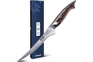 HOSHANHO Couteau à Filet Japonais 18cm, Couteau à Fileter pour Poisson Tranchante, Couteaux à Désosser en Acier à Haute Teneur en Carbon