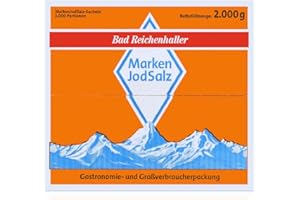 ‎BAD REICHENHALLER Bad Reichenhaller Alpen-Jod-Salz 2000 Stk. je 1 g - 2 kg Vorrats-Box - Salztütchen einzeln verpackt, für Cafés und Gastronomie