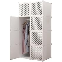 XOKOTAKI Armadio Componibile Bianco | 8 Moduli Con Barra Per Abiti 140x70cm