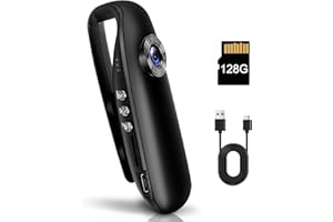 HERSANCE Bodycam, Mini Körperkamera mit Audio- und Videoaufzeichnung mit 128GB Speicherkarte, 1080P HD Große Weitwinkel mit Rückenclip, Nachtsicht-Bewegungserkennung für tägliche Aufzeichnung/Service (A9)