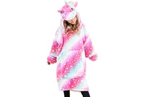 Piefry Sweat à Capuche Licorne pour Filles, Sweat-Shirt à Capuche Licorne, Couverture à Capuche Surdimensionnée pour Enfants