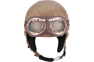 BGMKE retrò Casco Demi-Jet Moto con Pilota Visiera UV Occhiali,Caschi Moto ECE/DOT Omologato Vintage Stile Casco Aperto Mezza Motociclo,Motorino Chopper Scooter Casco Moto Unisex