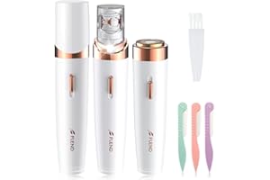 BUBBACARE Epilierer für Frauen, 2 in 1 Gesichtshaarentferner für Frauen, 2 Ersatzköpfe Kabelloser Elektrischer Gesichtsrasierer Damen mit LED-Licht, Haarentfernungsgerät für Gesicht, Achselhöhle, Bein