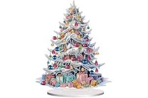 SPEPROECO Christmas Tree Table Ornaments DIY Diamond Painting Kits,9D Diamond Art Christmas Desktop Ornaments Special Shape Crystal Painting Decor Christmas Gifts for Friends Family