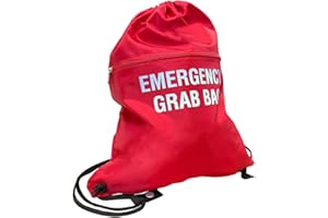 FireShield Emergency Grab Bag - Reflective Lettering Printed - Red Documents & Equipment Drawstring Bag