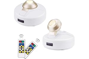 HONWELL LED Spotlights Ceiling Light Wireless Battery Operated Dartboard Light Stick on Lights, Dimmable Uplight with Remote for Lighting up Painting Picture Artwork Frame Closet, Warm White, 2 Pack