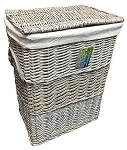 Wäschekorb, Weide mit Einsatz aus Baumwolle, rechteckig, mittelgroß