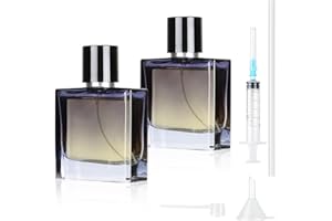 MirraSwit 2 Stück 50ml Parfümzerstäuber, Gradient Blue Square Parfüm Zerstäuber für Frauen oder Mädchen, Parfum Flakon leer mit Zubehör wie Trichter, Parfumspender und Spritze für Reisen