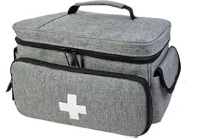 BOCZIF First Aid Kit, First Aid Storage Carry Bag, Pill Bottle Organizer for Emergency Trauma Medical Kits Supplies Waterproof, Ideal for Home, Office, Car, Travel, Outdoor, Camping, Hiking (Grey)