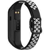 Microsonic Samsung Galaxy Fit 2 R220 i&ccedil;in Kordon Rainbow Sport Band Siyah Beyaz [Galaxy Fit 2 ile Uyumlu Kordon - Siyah - Bey