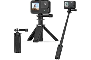 VRIG 30cm Teleskop-Stick für Action Kamera, TP-29 Mini-Verlängerungsstange und Stativ mit Handgelenkband, Kompatibel mit Go Pro Hero 13/12/11 Black, DJI Osmo Action 6/5/4, Insta 360 Ace Pro 2