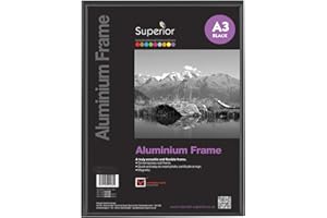 ‎SECO SECO A3-Bilderrahmen aus gebürstetem Aluminium mit Plexiglas-Sicherheitsglas, magnetisch, perfekt für zu Hause/Büro, 18 mm Rahmenkante, schwarz